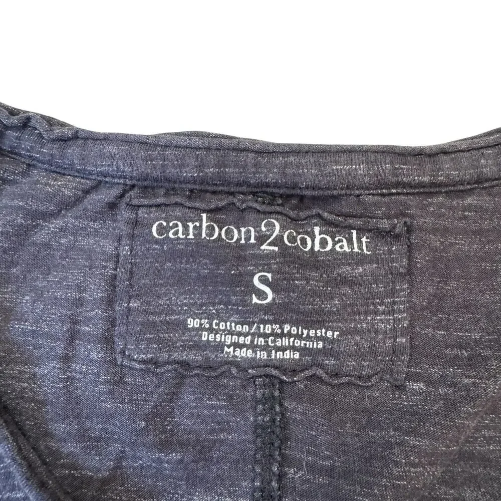 CARBON 2 COBALT Raw Hem Scoop Neck Tee Charcoal Gray Size Small Womens Roll Hem